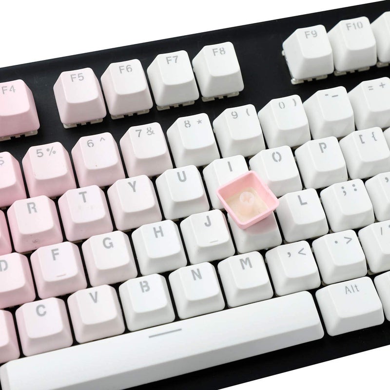 YMDK Double Shot 104 Dyed PBT Shine Through Keyset OEM Profile Keycap Set for Cherry MX Switches Mechanical Keyboard 104 87 61,Pink White Gradient (Only Keycap) - Image 3